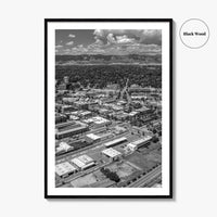 Fort Collins Black and White Fine Art Photo Print, Aerial View, Colorado Poster, USA