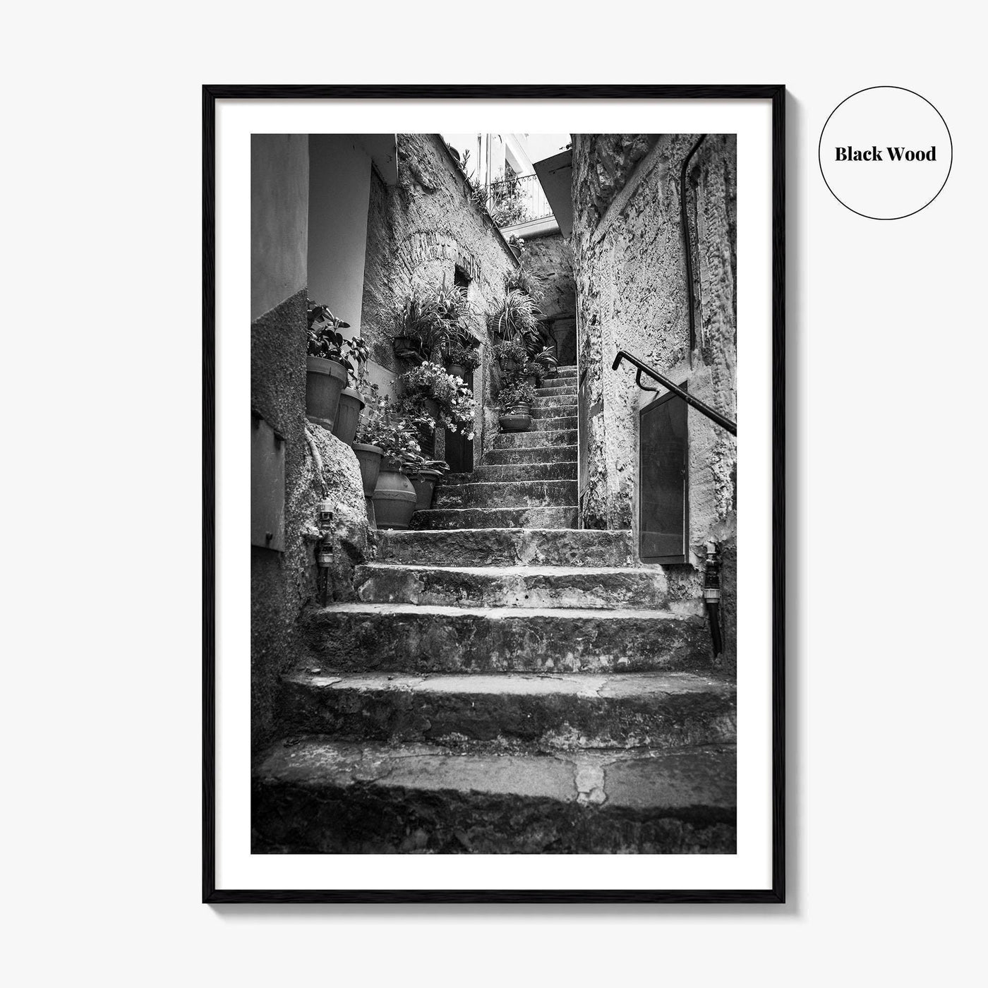 Cinque Terre Black and White Fine Art Photo Print, Riomaggiore Italy Poster