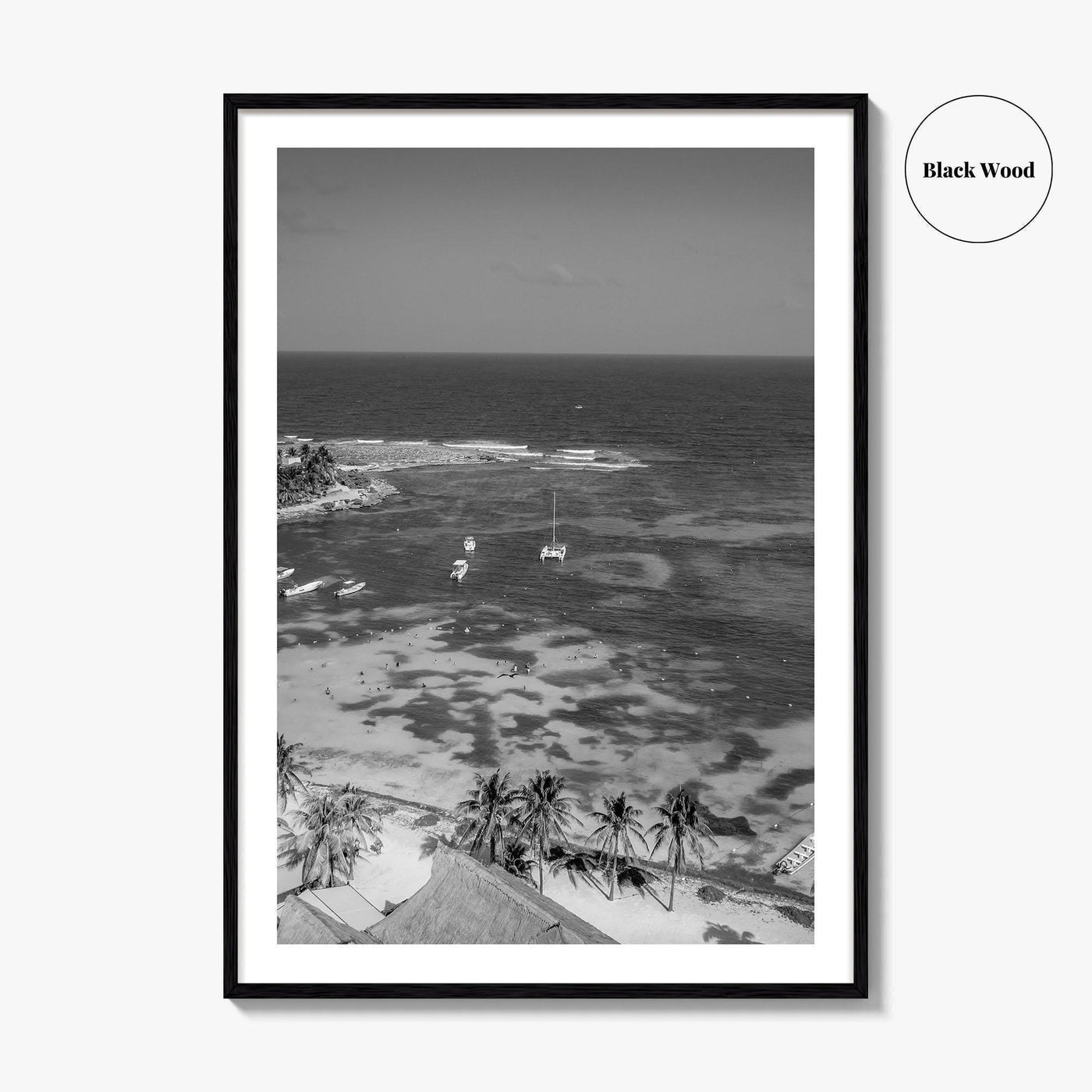 Akumal Black and White Fine Art Photo Print, Quintana Roo Riviera Maya Mexico Poster