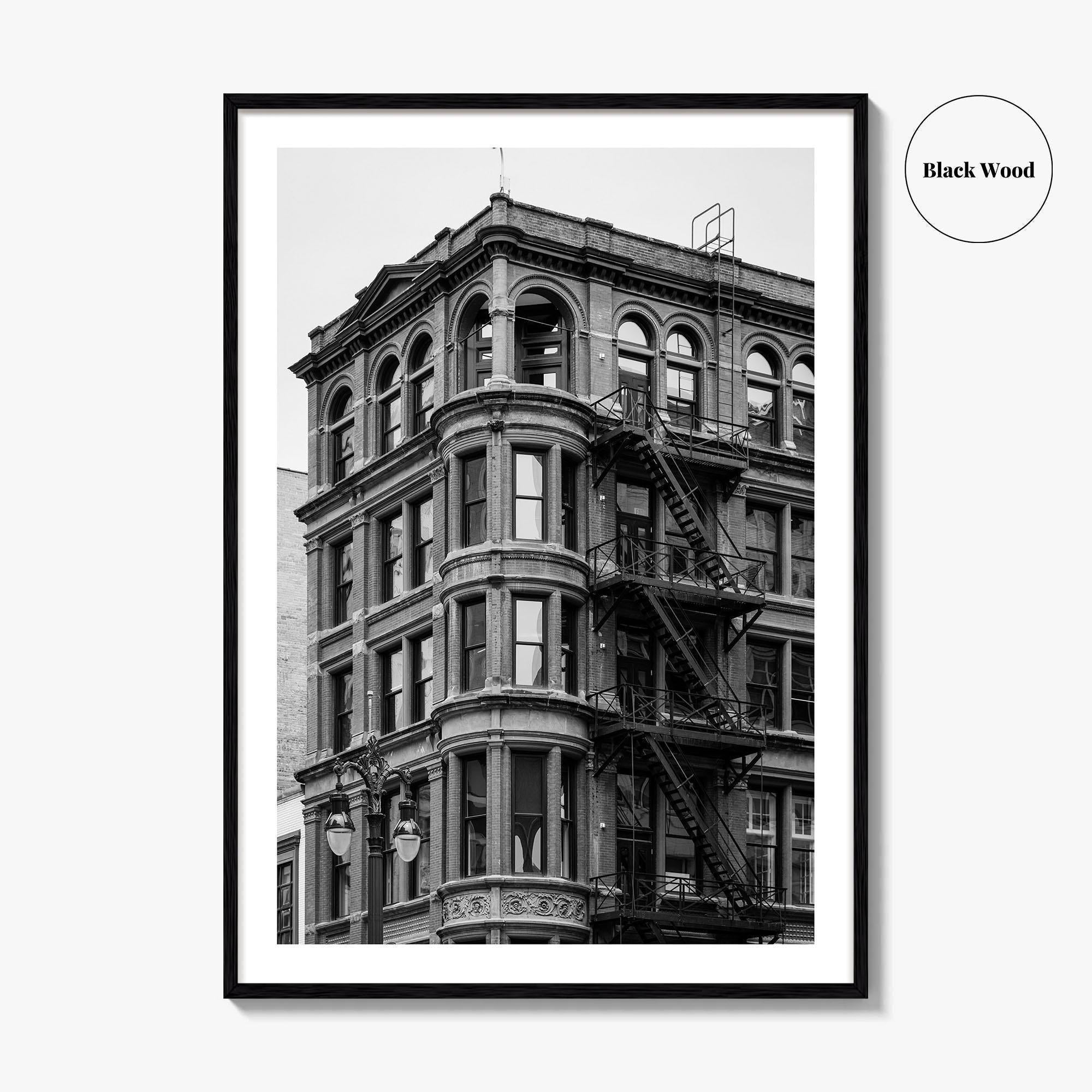 Detroit Black and White Fine Art Photo Print, Michigan USA, Architecture Wall Decor Poster
