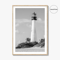 Cape Florida Lighthouse Black and White Fine Art Photo Print, Key Biscayne Miami Poster
