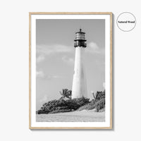Cape Florida Lighthouse Black and White Fine Art Photo Print, Key Biscayne Miami Poster