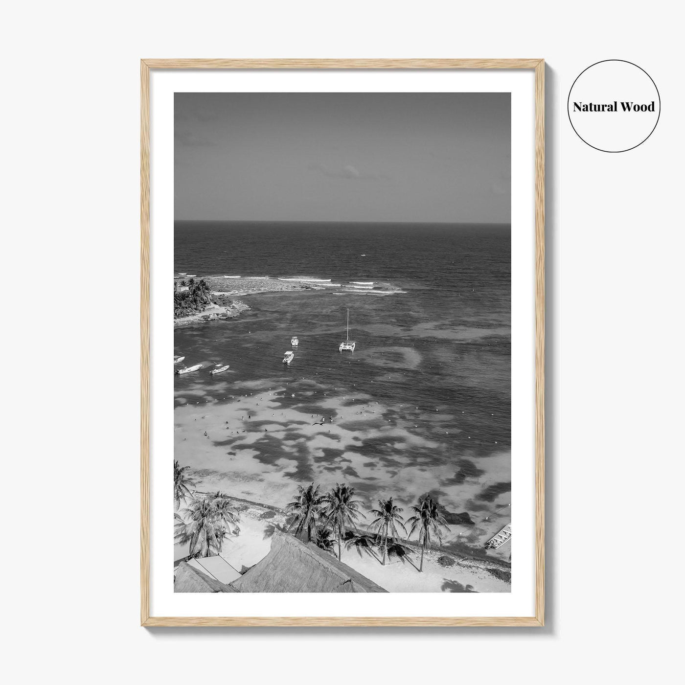 Akumal Black and White Fine Art Photo Print, Quintana Roo Riviera Maya Mexico Poster