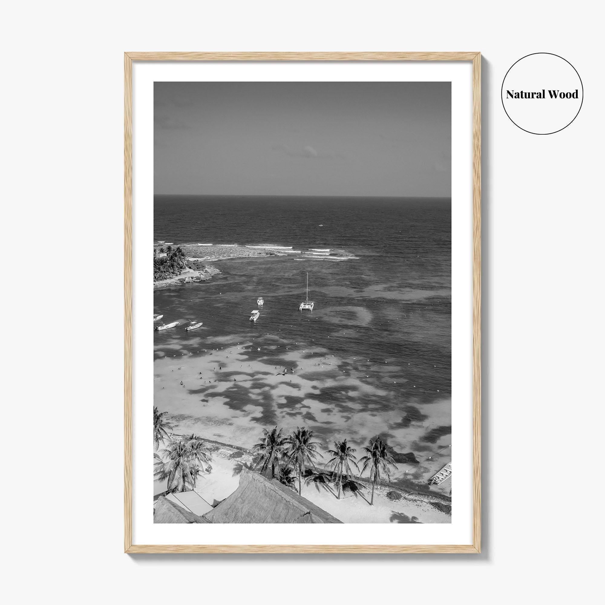 Akumal Black and White Fine Art Photo Print, Quintana Roo Riviera Maya Mexico Poster