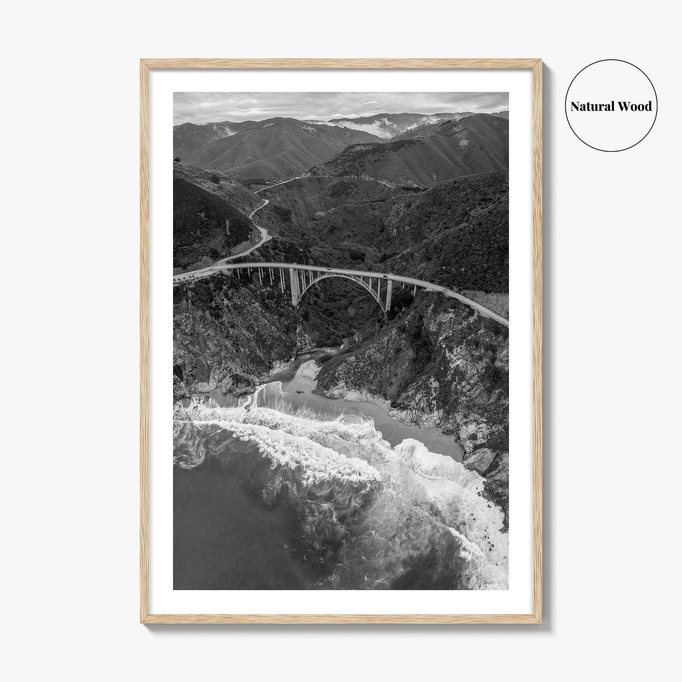 Big Sur Black and White Fine Art Photo Print, Bixby Creek Bridge, California Poster