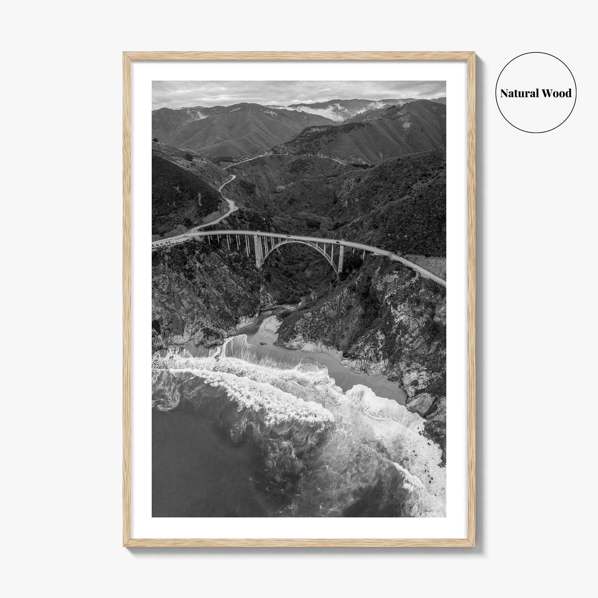 Big Sur Black and White Fine Art Photo Print, Bixby Creek Bridge, California Poster