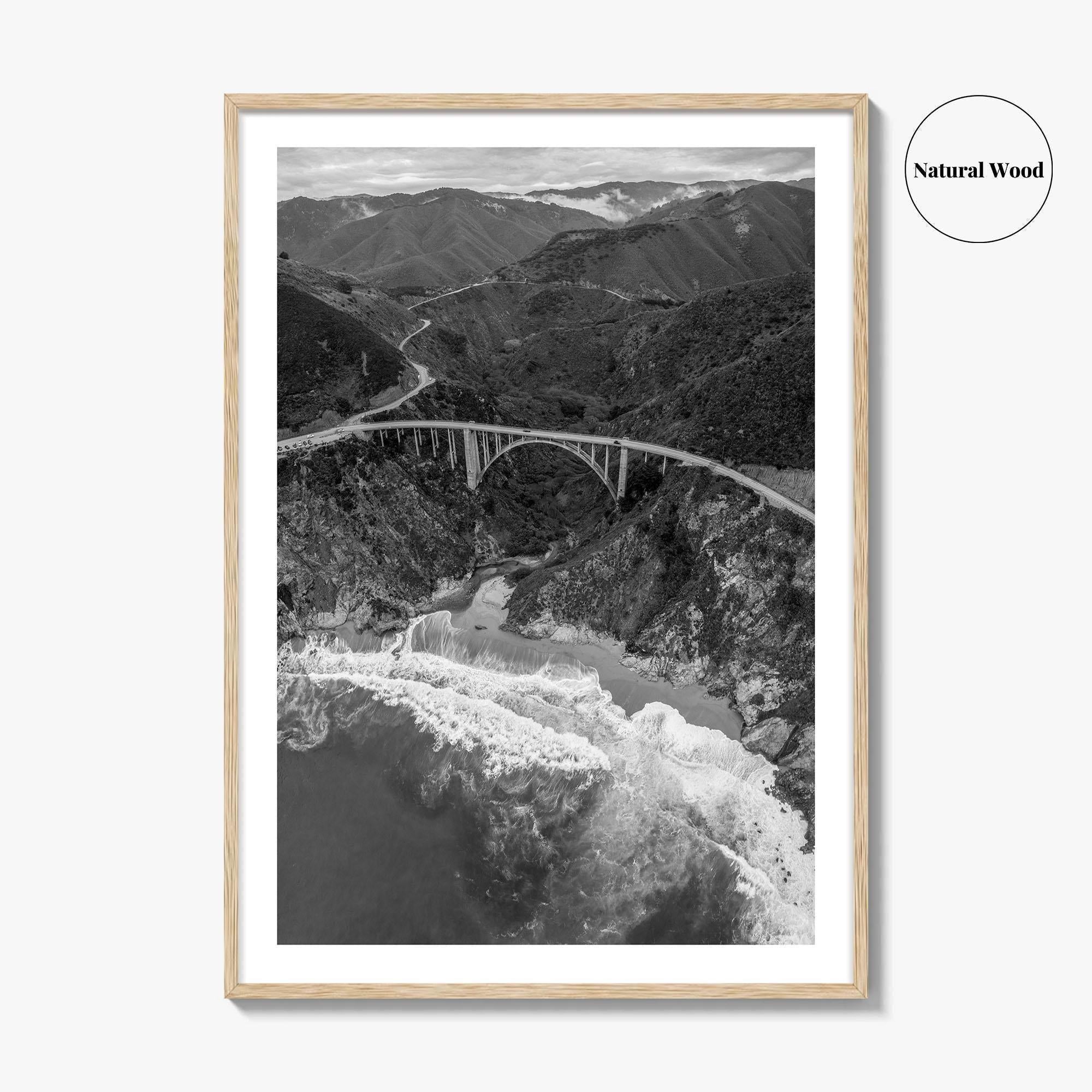 Big Sur Black and White Fine Art Photo Print, Bixby Creek Bridge, California Poster