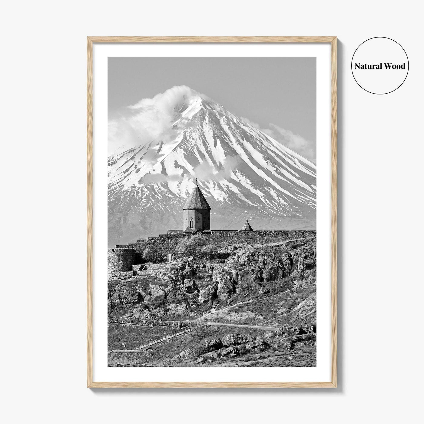 Armenia Black and White Fine Art Photo Print, Khor Virap Monastery, Mount Ararat Poster
