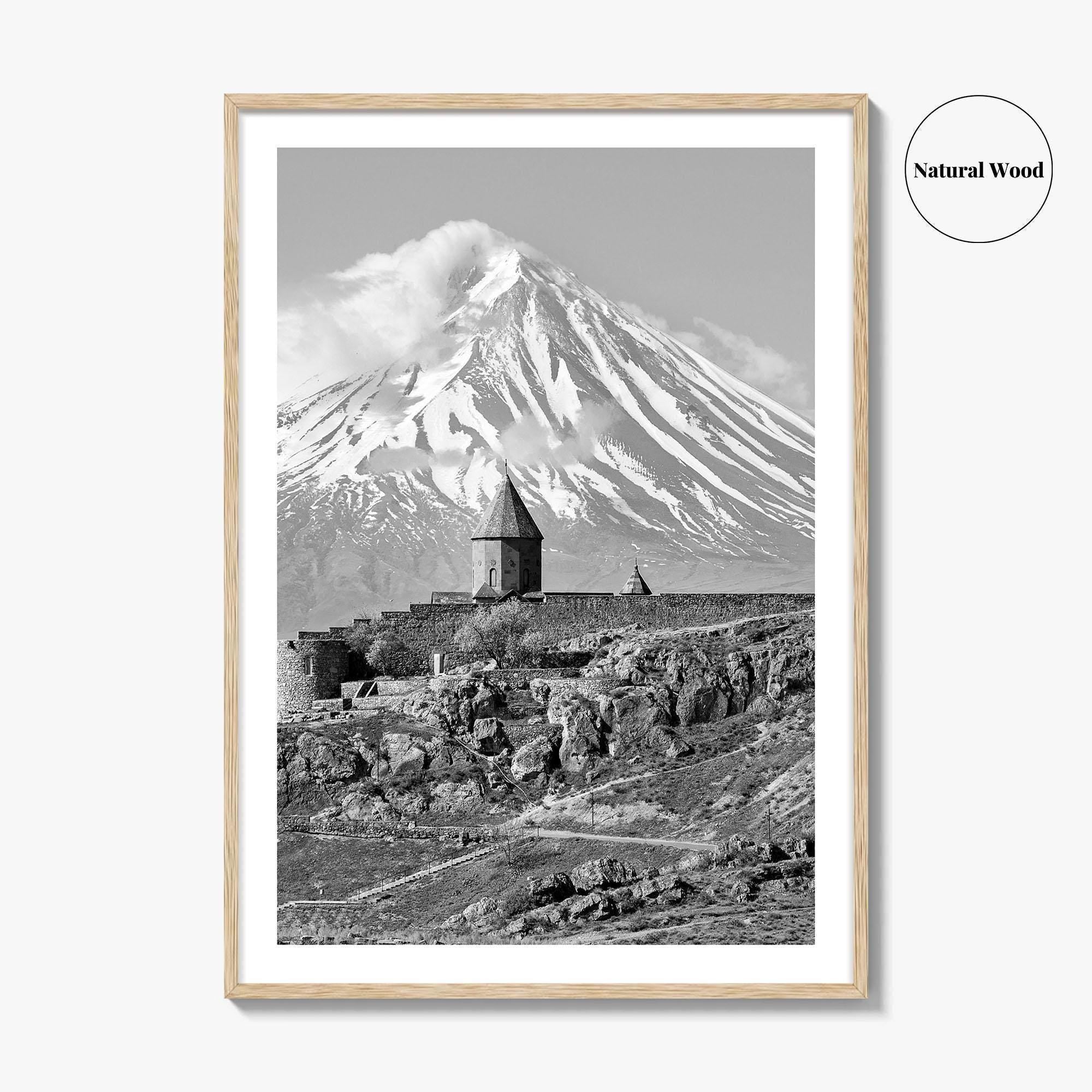 Armenia Black and White Fine Art Photo Print, Khor Virap Monastery, Mount Ararat Poster