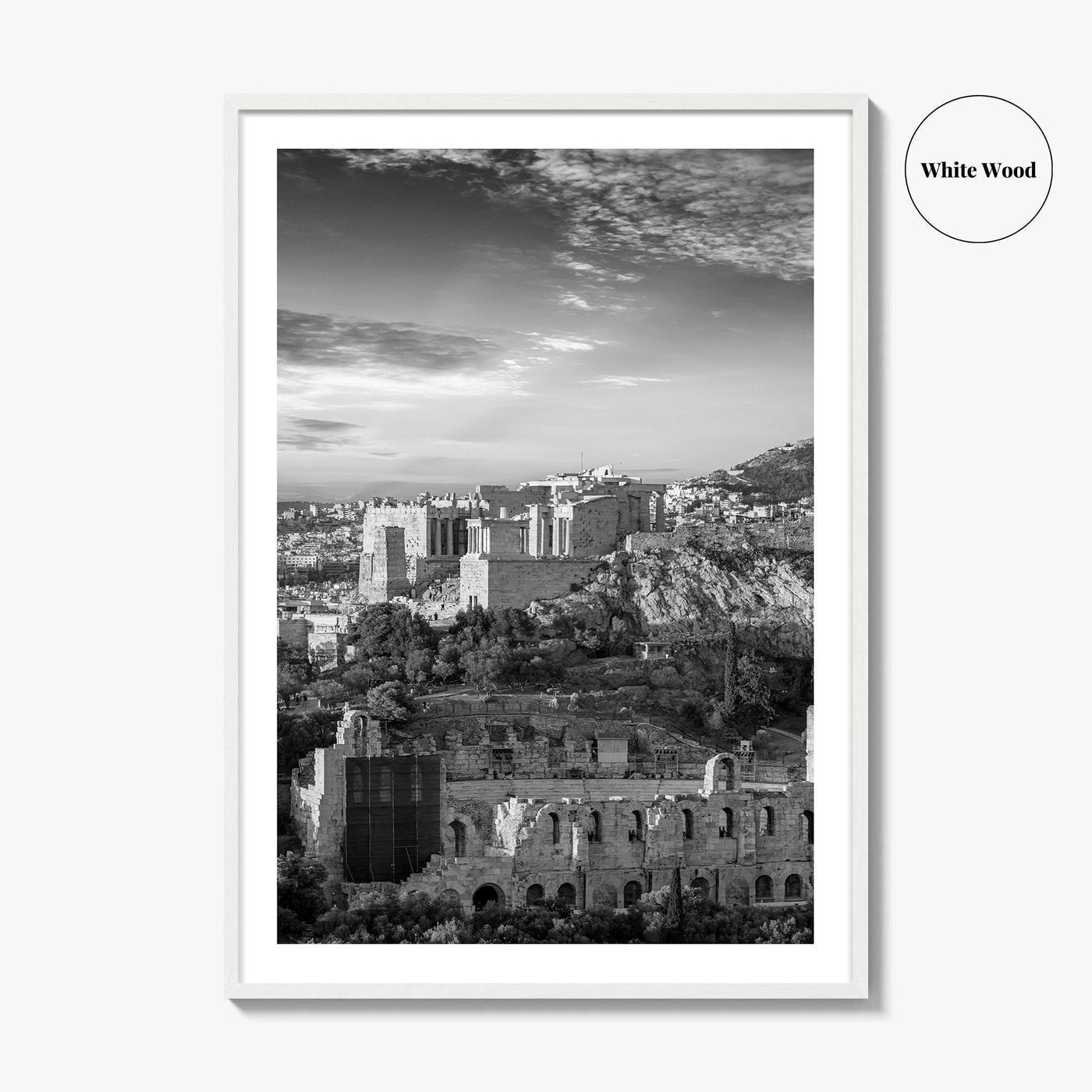 Athens Black and White Fine Art Photo Print, Acropolis Parthenon, Greece Wall Decor Poster