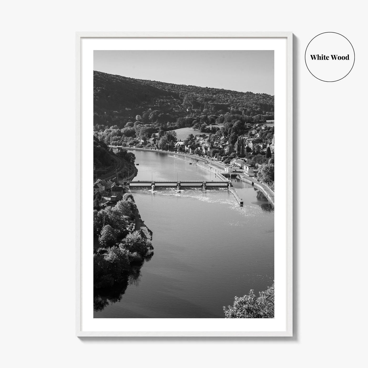 Ardennes Black and White Fine Art Photo Print, River Meuse Dinant Namur Poster