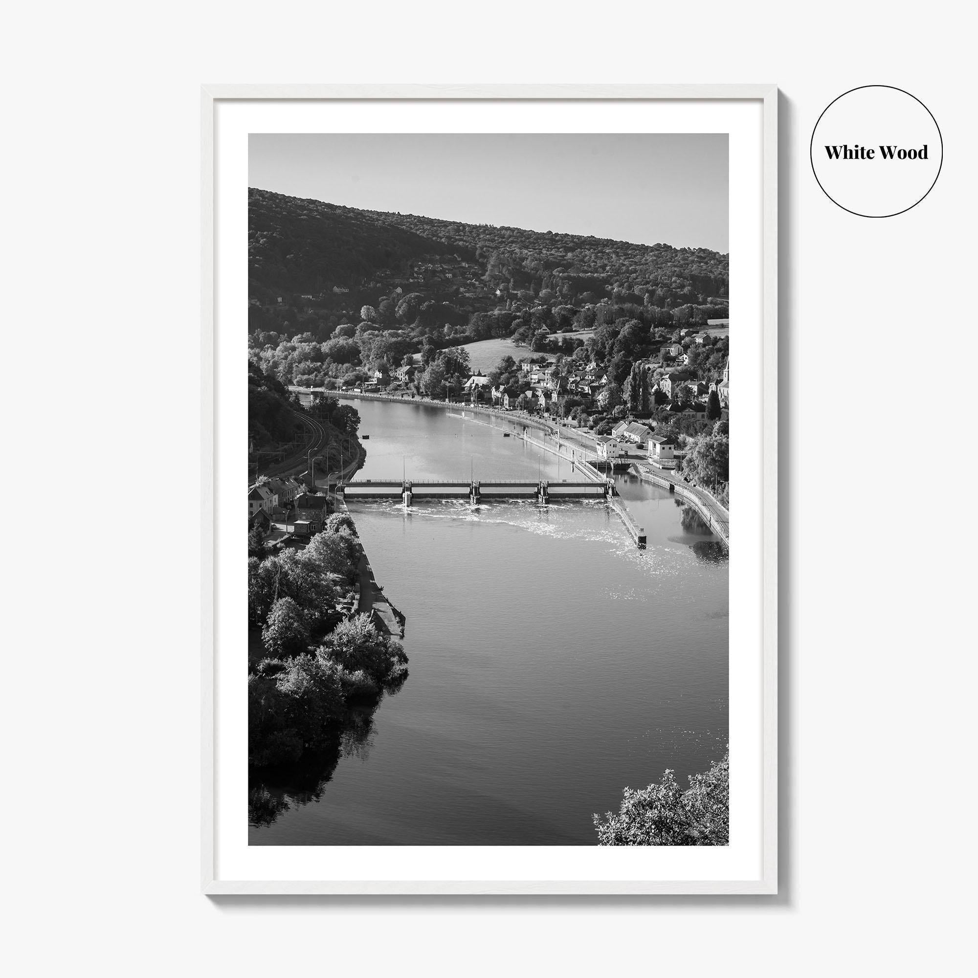 Ardennes Black and White Fine Art Photo Print, River Meuse Dinant Namur Poster