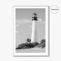 Cape Florida Lighthouse Black and White Fine Art Photo Print, Key Biscayne Miami Poster
