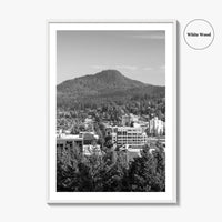 Eugene Skyline Black and White Fine Art Photo Print, Oregon Wall Poster, USA