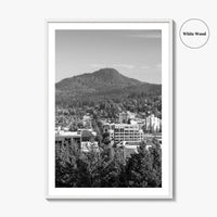Eugene Skyline Black and White Fine Art Photo Print, Oregon Wall Poster, USA