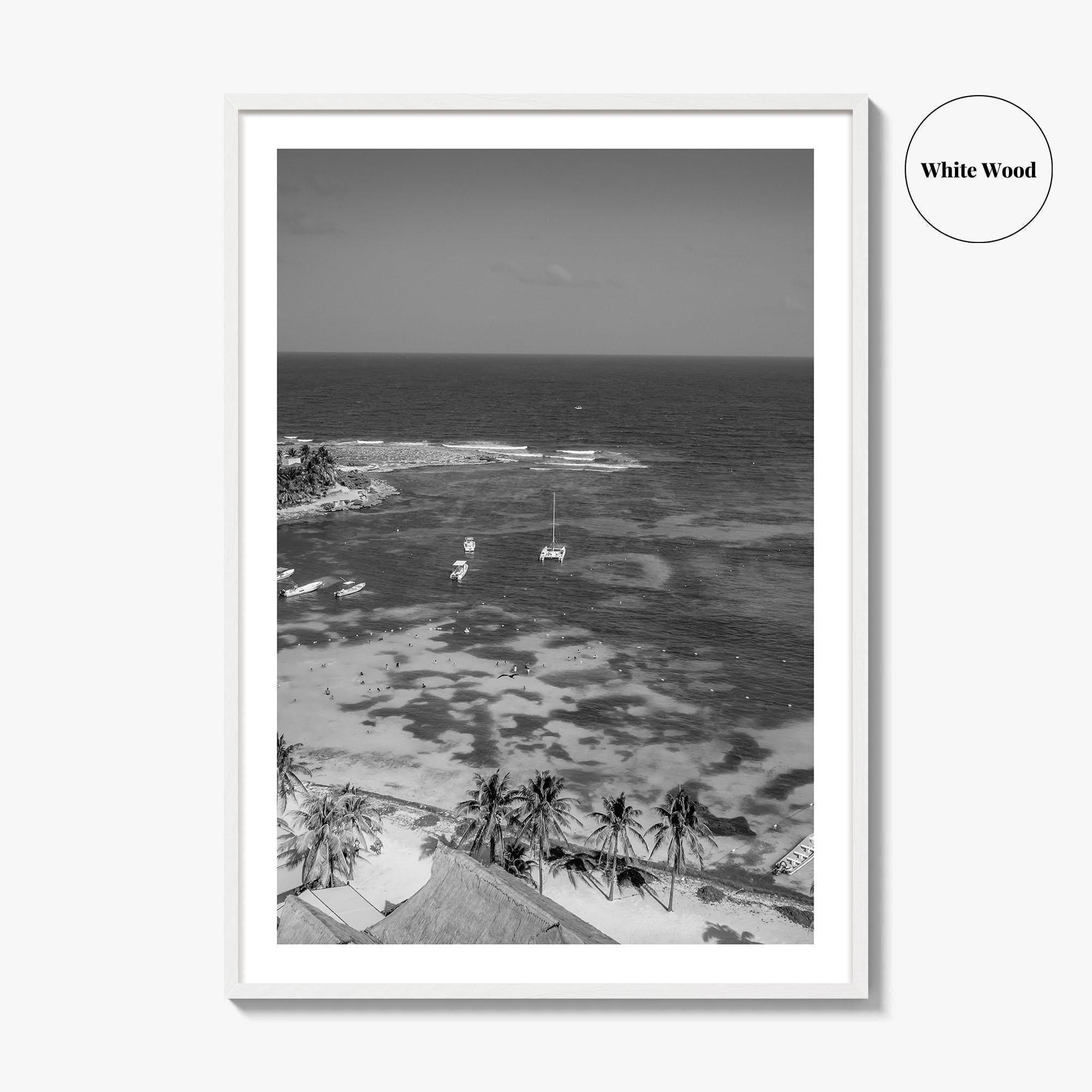 Akumal Black and White Fine Art Photo Print, Quintana Roo Riviera Maya Mexico Poster