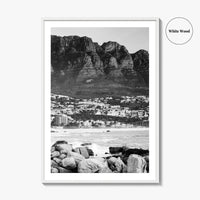 Cape Town Black and White Fine Art Photo Print, Camps Bay South Africa Poster