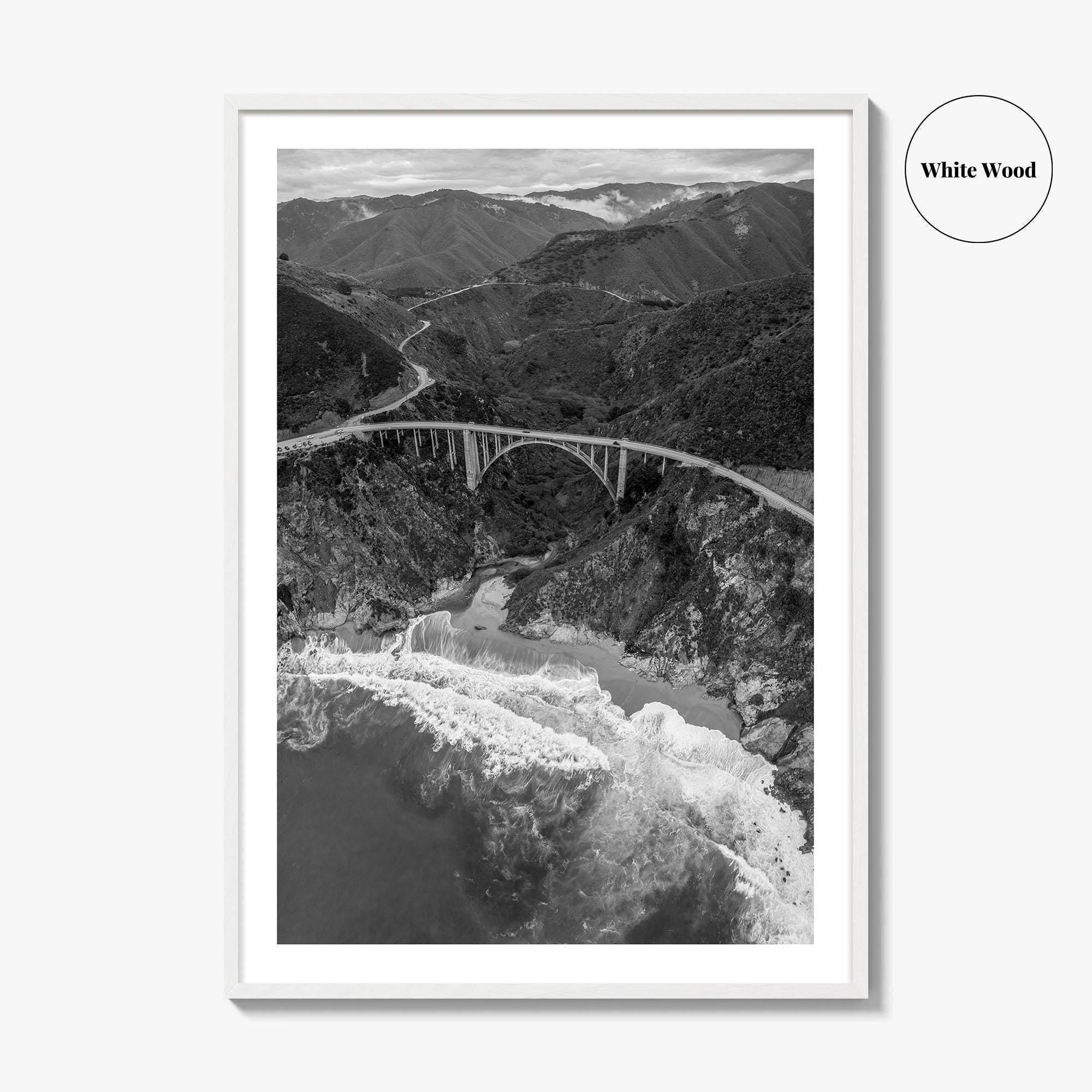 Big Sur Black and White Fine Art Photo Print, Bixby Creek Bridge, California Poster