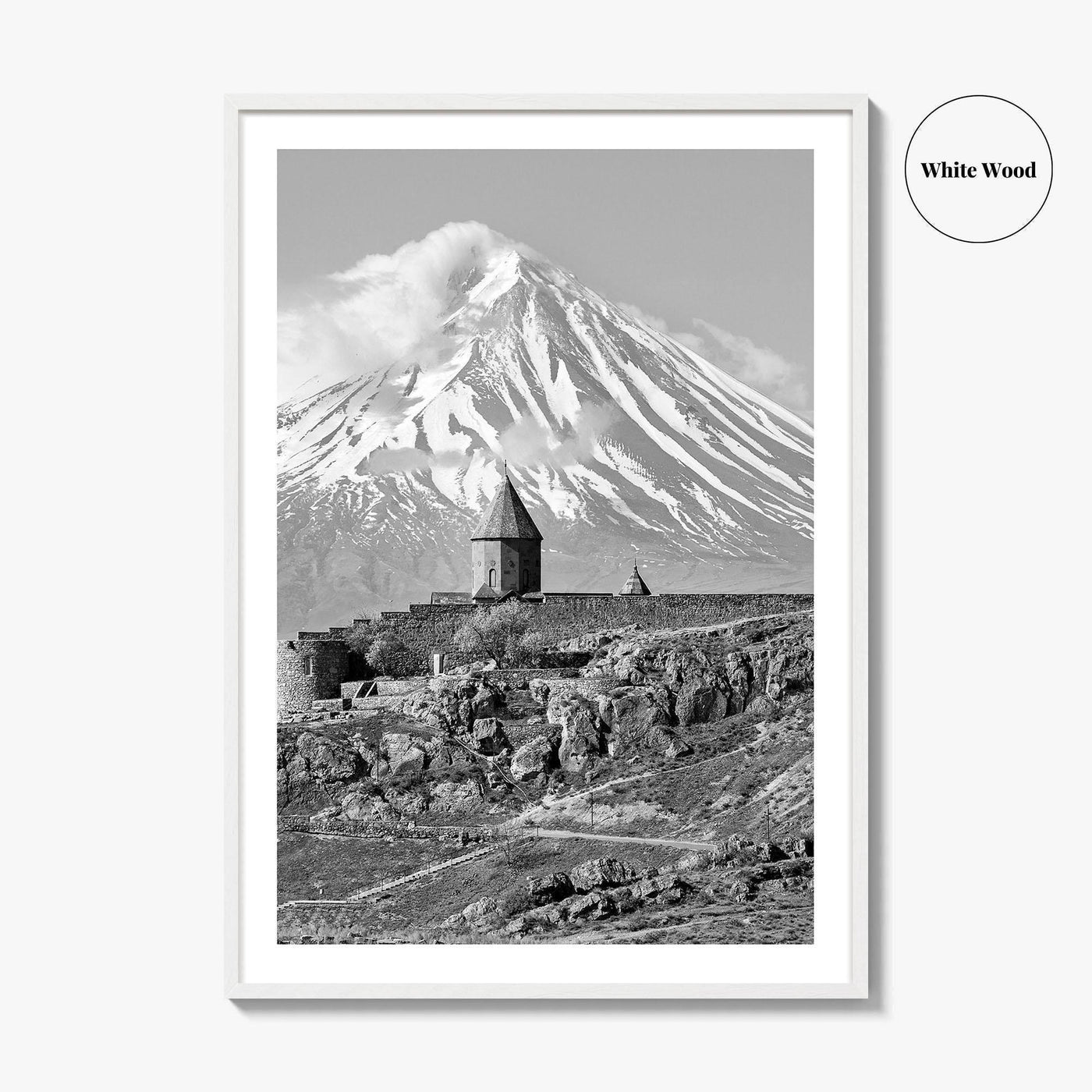 Armenia Black and White Fine Art Photo Print, Khor Virap Monastery, Mount Ararat Poster
