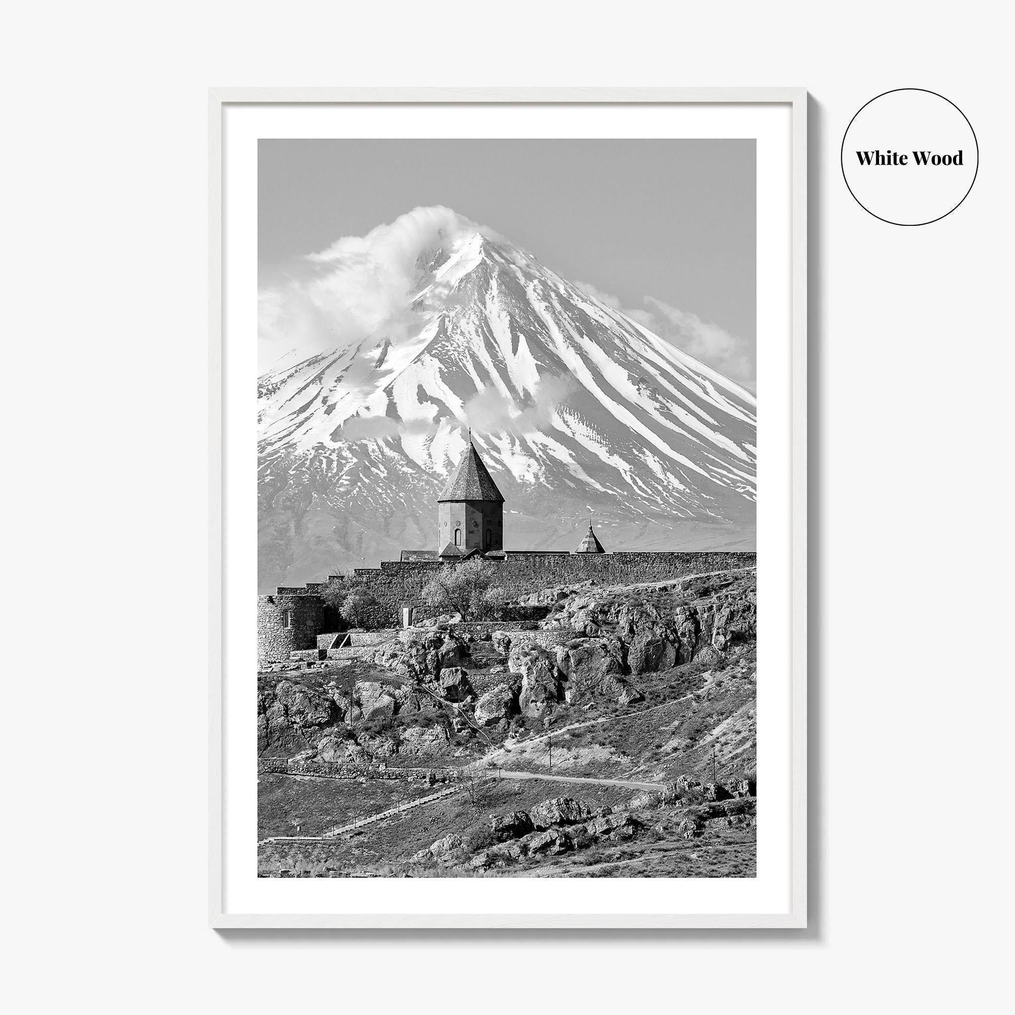 Armenia Black and White Fine Art Photo Print, Khor Virap Monastery, Mount Ararat Poster