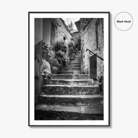 Cinque Terre Black and White Fine Art Photo Print, Riomaggiore Italy Poster