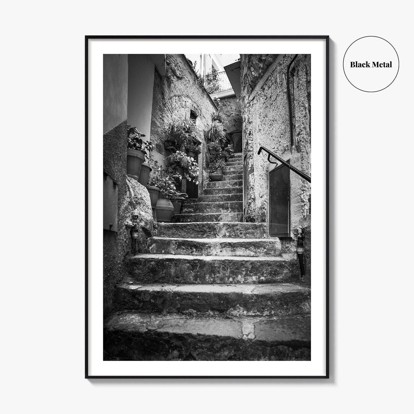Cinque Terre Black and White Fine Art Photo Print, Riomaggiore Italy Poster