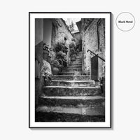 Cinque Terre Black and White Fine Art Photo Print, Riomaggiore Italy Poster