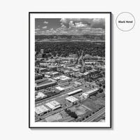 Fort Collins Black and White Fine Art Photo Print, Aerial View, Colorado Poster, USA