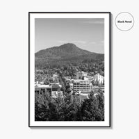 Eugene Skyline Black and White Fine Art Photo Print, Oregon Wall Poster, USA