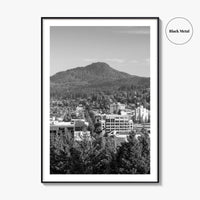 Eugene Skyline Black and White Fine Art Photo Print, Oregon Wall Poster, USA