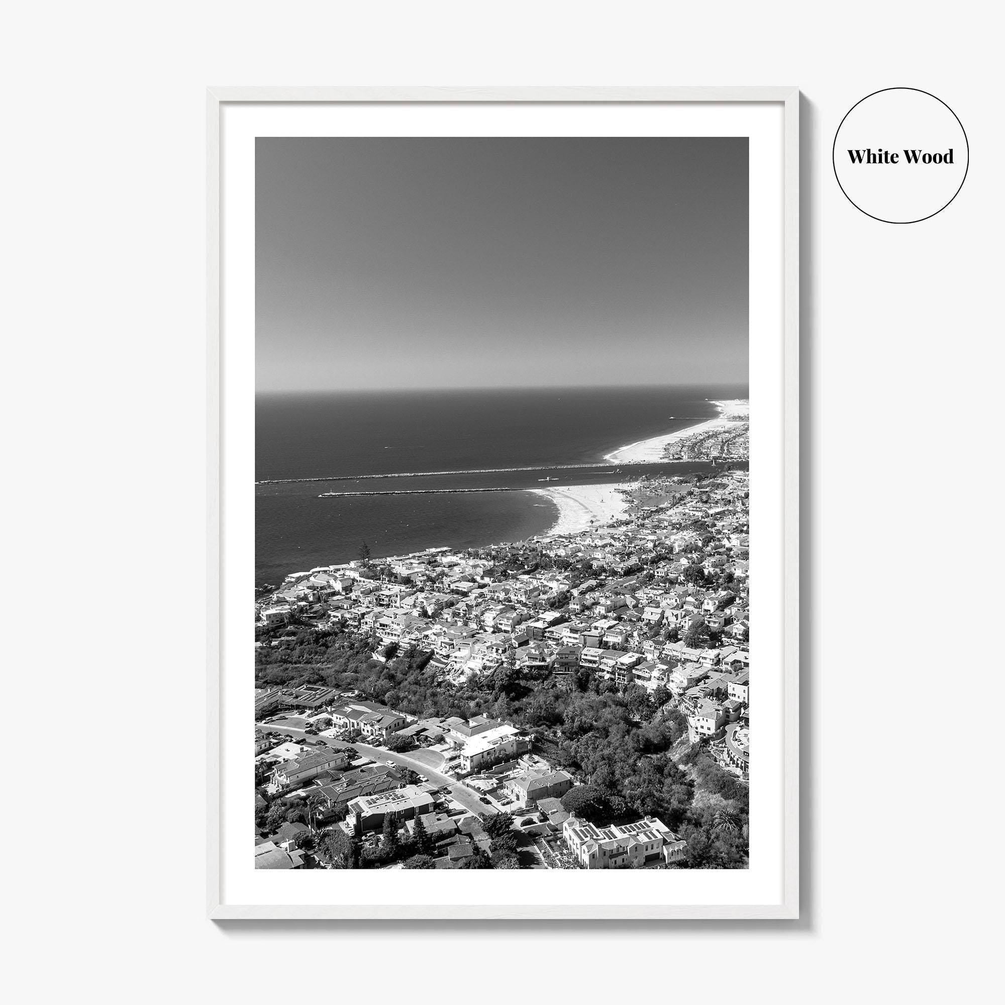 Corona Del Mar Black and White Fine Art Photo Print, Newport Beach California, Aerial