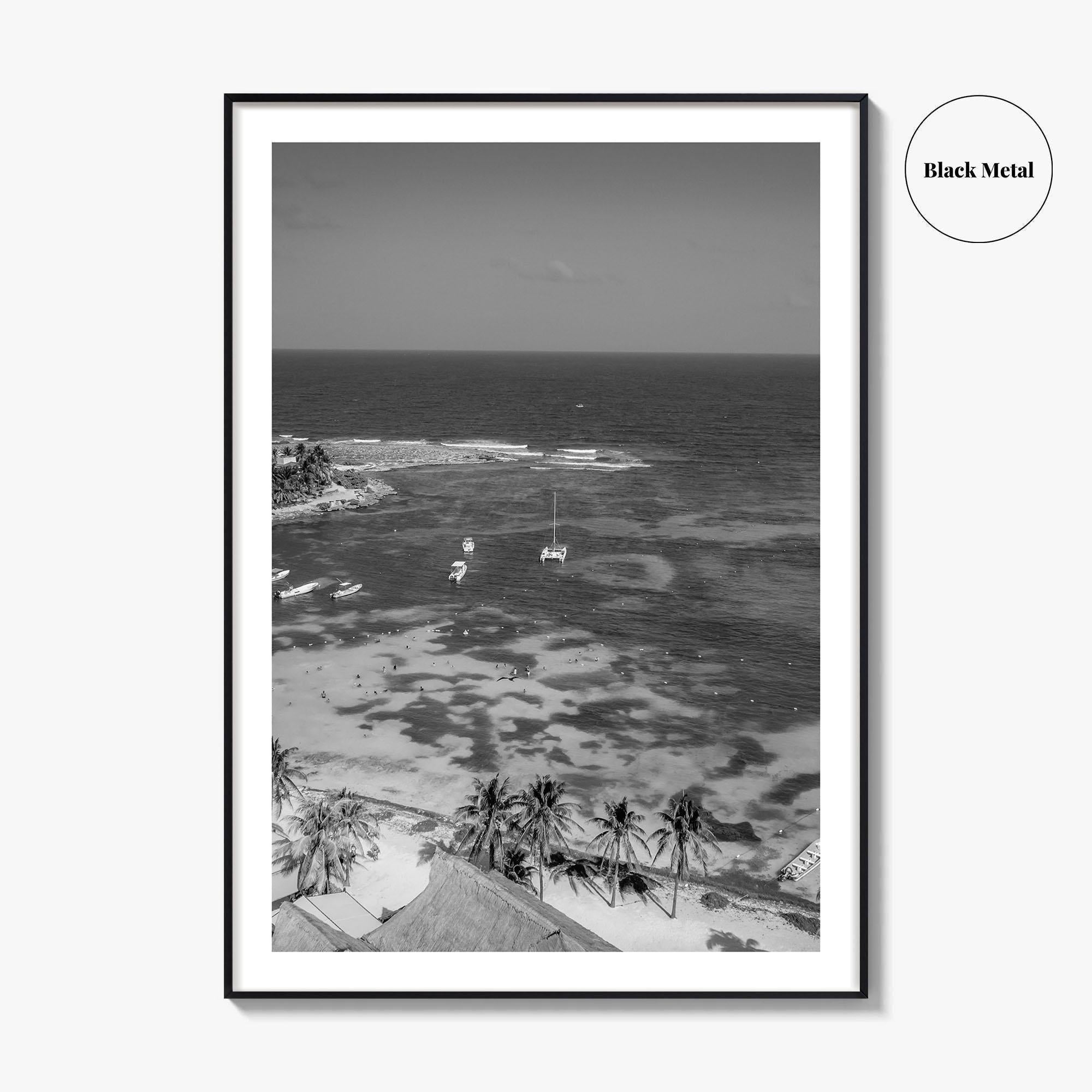 Akumal Black and White Fine Art Photo Print, Quintana Roo Riviera Maya Mexico Poster