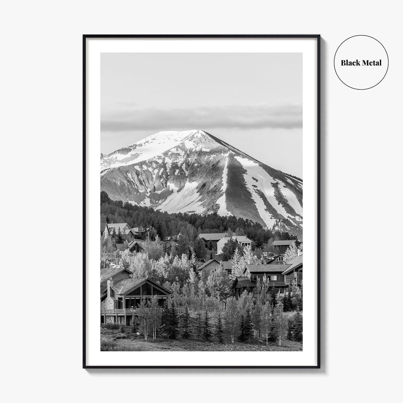 Mount Crested Butte Black and White Fine Art Photo Print, Colorado Poster