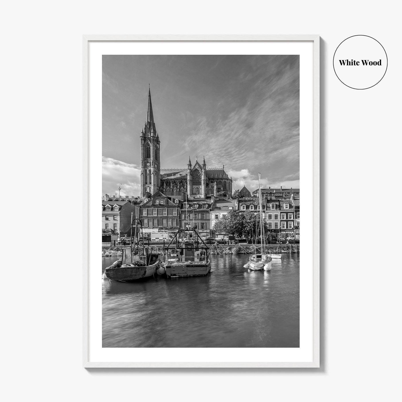 Cork Black and White Fine Art Photo Print, Cobh Cathedral Ireland Poster