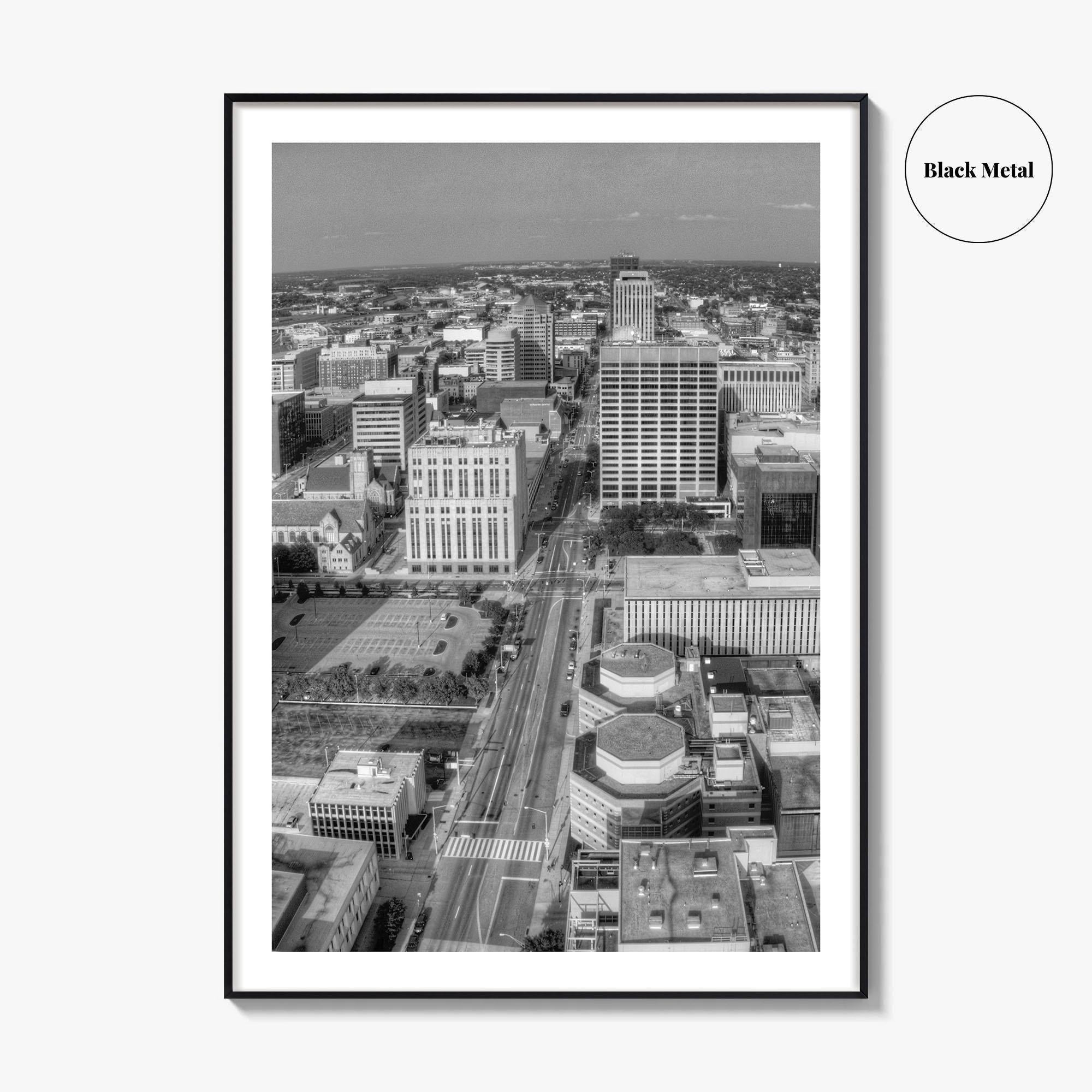 Dayton Skyline Black and White Fine Art Photo Print, Ohio, USA, Wall Decor, Poster