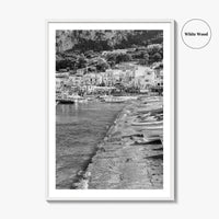 Capri Black and White Fine Art Photo Print, Marina Grande Italy Harbor Boats Poster