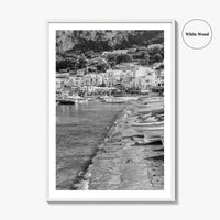 Capri Black and White Fine Art Photo Print, Marina Grande Italy Harbor Boats Poster