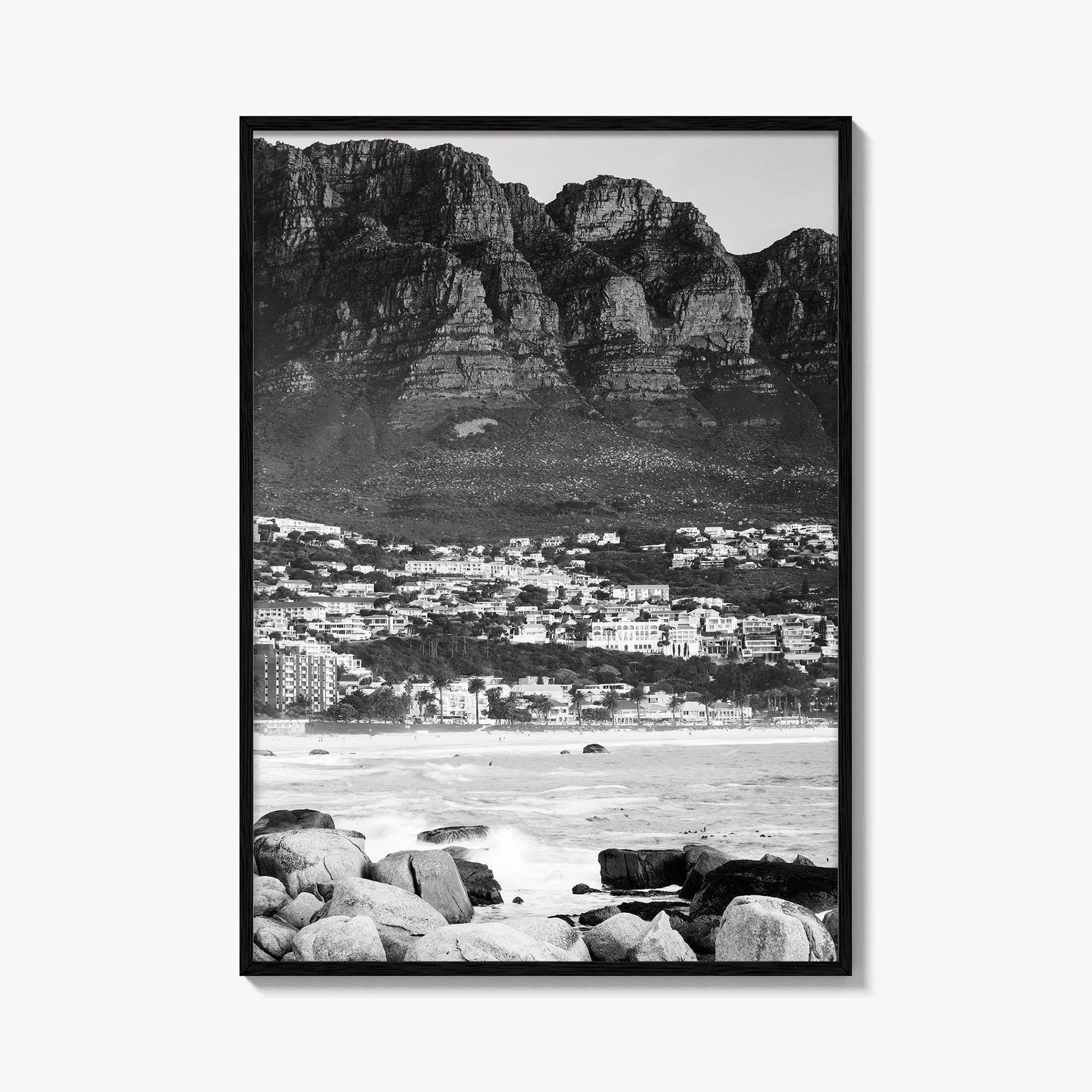 Cape Town Black and White Fine Art Photo Print, Camps Bay South Africa Poster