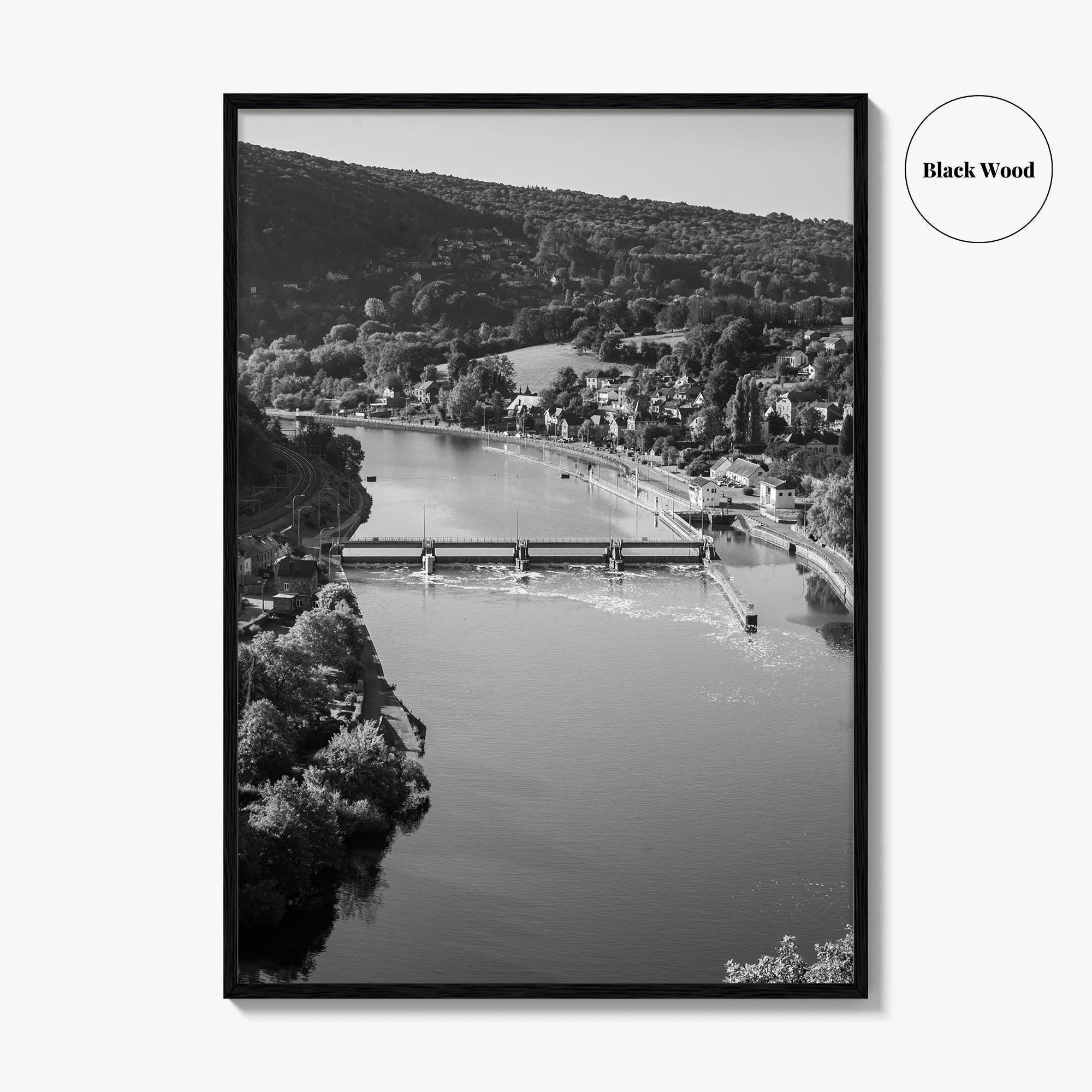 Ardennes Black and White Fine Art Photo Print, River Meuse Dinant Namur Poster