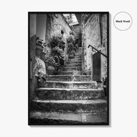 Cinque Terre Black and White Fine Art Photo Print, Riomaggiore Italy Poster
