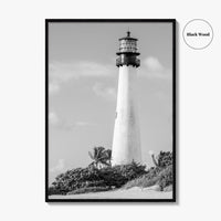 Cape Florida Lighthouse Black and White Fine Art Photo Print, Key Biscayne Miami Poster