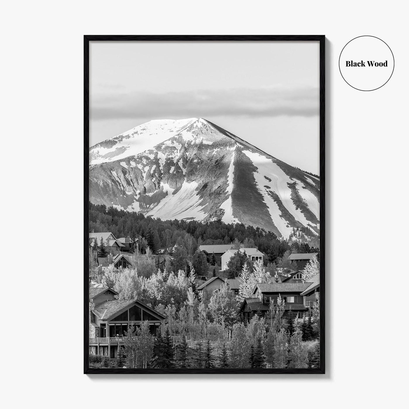 Mount Crested Butte Black and White Fine Art Photo Print, Colorado Poster