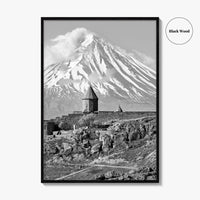 Armenia Black and White Fine Art Photo Print, Khor Virap Monastery, Mount Ararat Poster