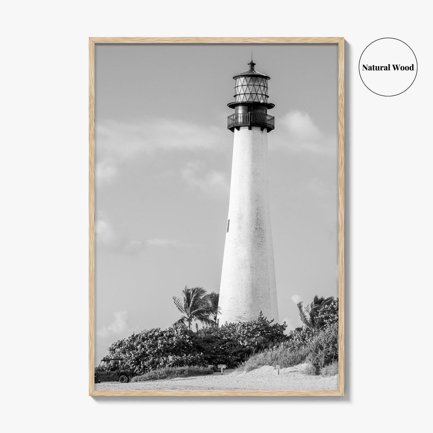 Cape Florida Lighthouse Black and White Fine Art Photo Print, Key Biscayne Miami Poster