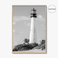 Cape Florida Lighthouse Black and White Fine Art Photo Print, Key Biscayne Miami Poster