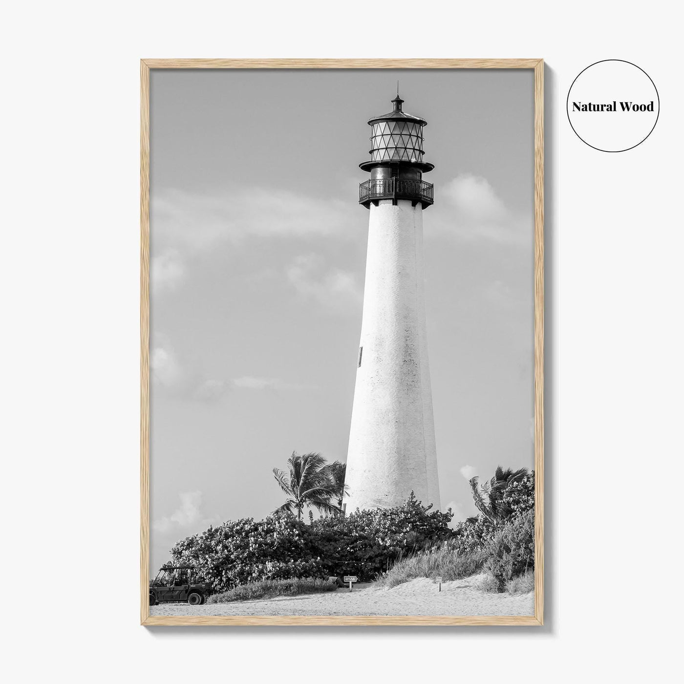 Cape Florida Lighthouse Black and White Fine Art Photo Print, Key Biscayne Miami Poster