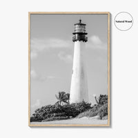 Cape Florida Lighthouse Black and White Fine Art Photo Print, Key Biscayne Miami Poster