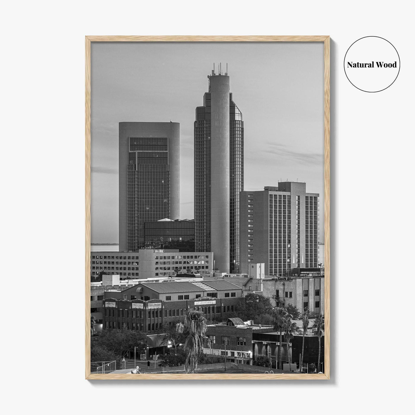 Corpus Christi Skyline Black and White Fine Art Photo Print, Texas Poster, USA Poster