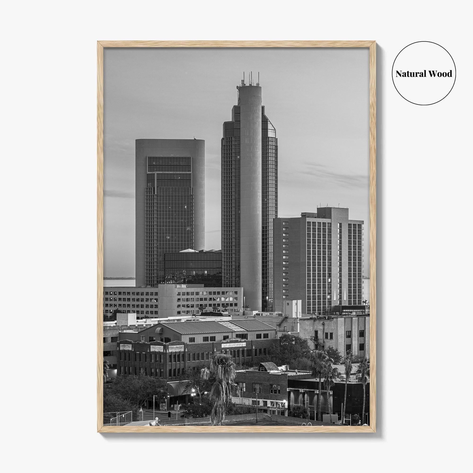 Corpus Christi Skyline Black and White Fine Art Photo Print, Texas Poster, USA Poster