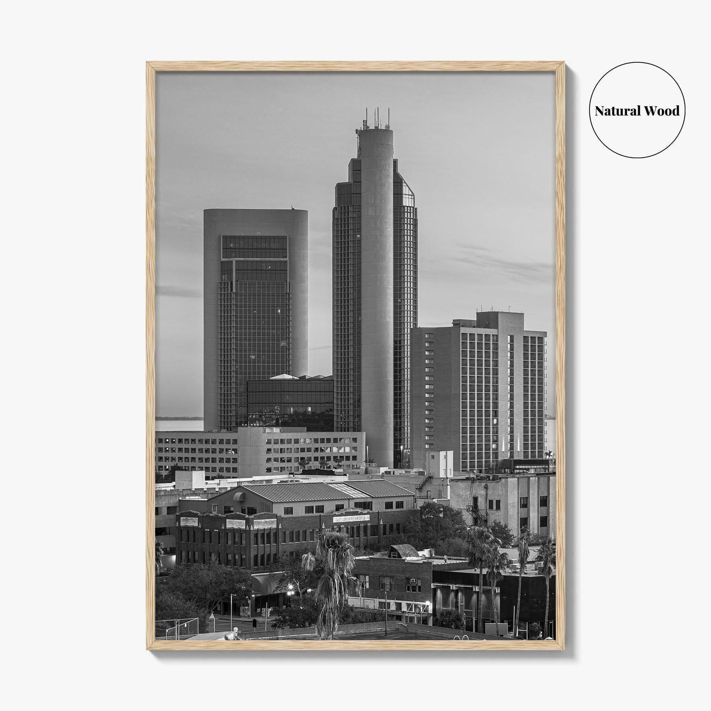 Corpus Christi Skyline Black and White Fine Art Photo Print, Texas Poster, USA Poster